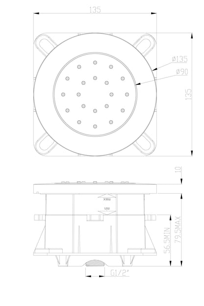 Wiesbaden inbouw verstelbare zijdouche rond 135mm ABS chr - WDtegels
