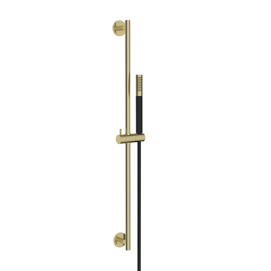 UniMatch glijstangset compleet met staafhanddouche 1 stand Geborsteld messing/mat zwart
