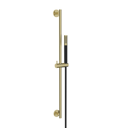 UniMatch glijstangset compleet met staafhanddouche 1 stand Geborsteld messing/mat zwart