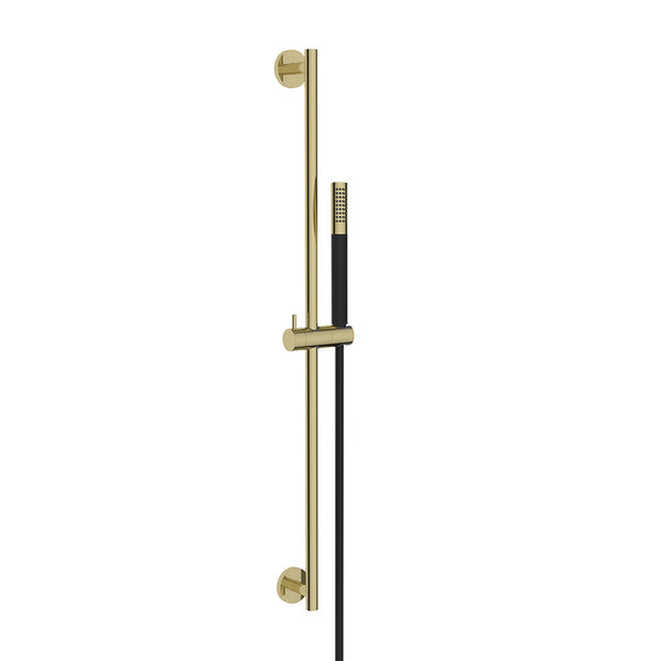 UniMatch glijstangset compleet met staafhanddouche 1 stand | Geborsteld messing/mat zwart