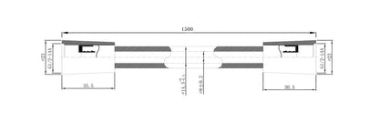 Maattekening UniMatch glijstangset compleet met staafhanddouche 1 stand Geborsteld messing/mat zwart - tekening 3