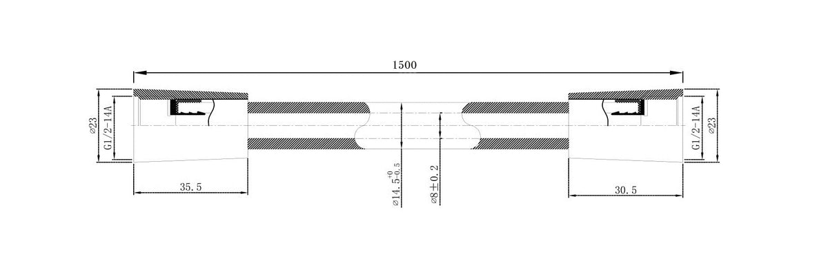 Maattekening UniMatch glijstangset compleet met handdouche 3 standen Ø12cm Chroom - tekening 3