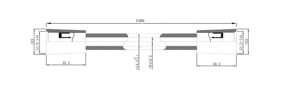 Maattekening UniMatch glijstangset compleet met handdouche 3 standen Ø12cm Mat zwart - tekening 3