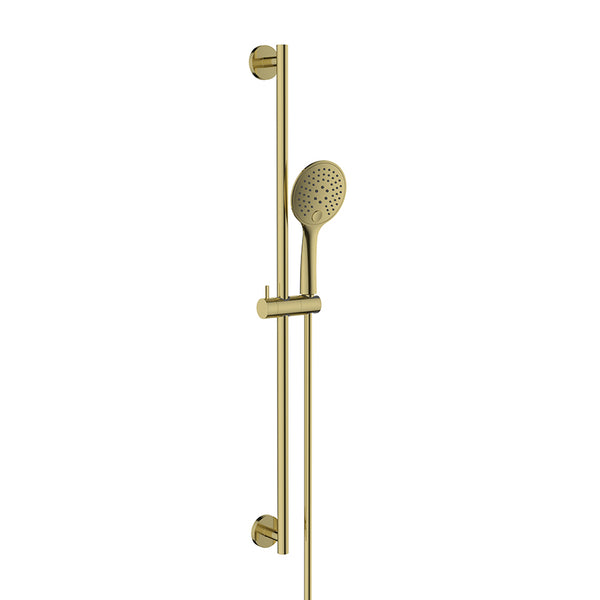 UniMatch glijstangset compleet met handdouche 3 standen | Ø12cm | Geborsteld messing