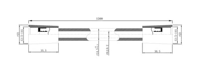 Maattekening UniMatch glijstangset compleet met handdouche 3 standen Ø12cm Geborsteld messing - tekening 3
