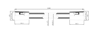 Maattekening UniMatch glijstangset compleet met handdouche 3 standen Ø12cm Geborsteld brons koper - tekening 3