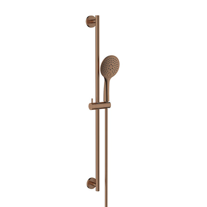 UniMatch glijstangset compleet met handdouche 3 standen Ø12cm Geborsteld brons koper