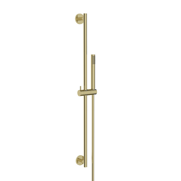 UniMatch glijstangset compleet met staafhanddouche 1 stand | Geborsteld messing