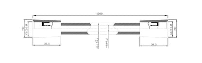 Maattekening UniMatch glijstangset compleet met staafhanddouche 1 stand Geborsteld messing - tekening 3