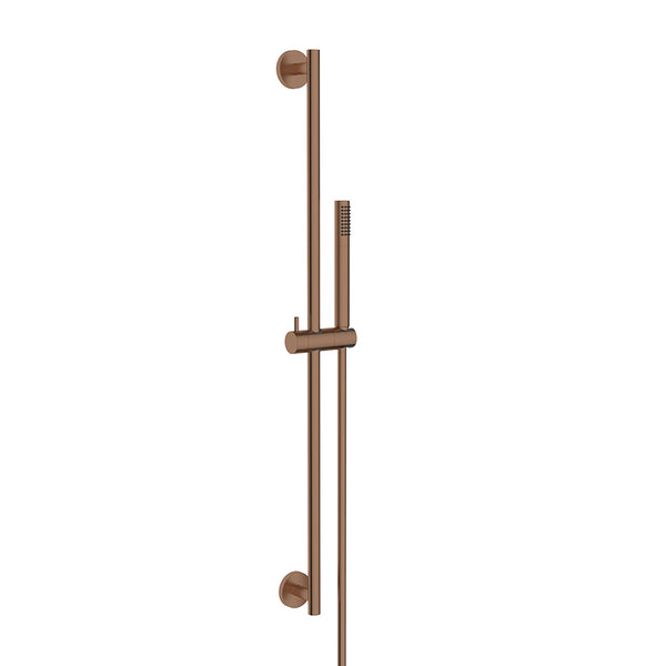 UniMatch glijstangset compleet met staafhanddouche 1 stand | Geborsteld brons koper | 75cm