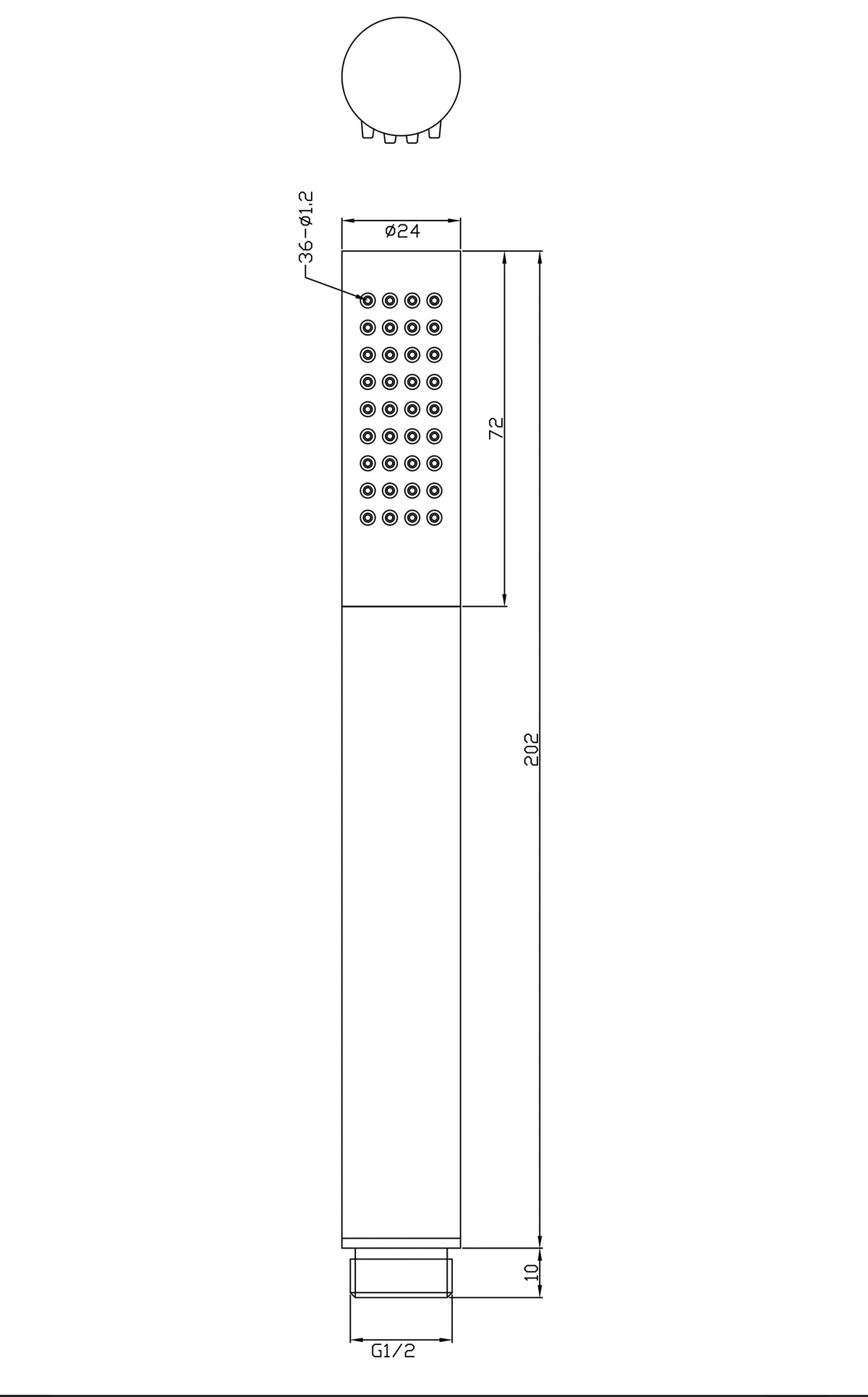 Maattekening UniMatch glijstangset compleet met staafhanddouche 1 stand Geborsteld staal/mat zwart - tekening 2