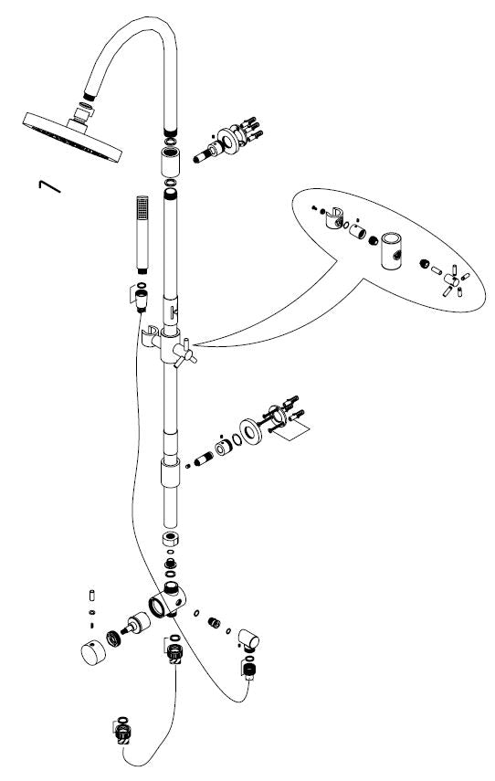 Wiesbaden Altara douchecomb.+omstel+20cm douchekop - WDtegels