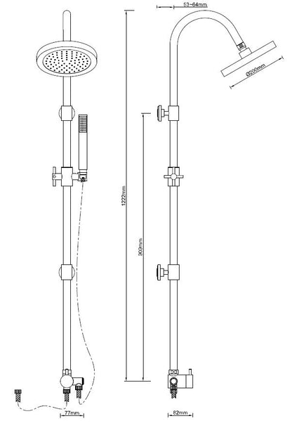 Wiesbaden Altara douchecomb.+omstel+20cm douchekop - WDtegels