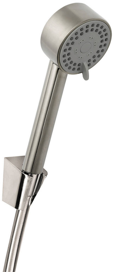 UniMatch Cadans handdoucheset met handdouche 3 standen, doucheslang en kantelbare wandhouder Ø8cm Geborsteld staal
