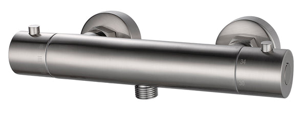 Rio thermostatic shower mixer 15 cm brushed steel 