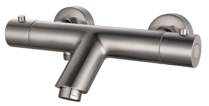 Rio thermostatische badmengkraan 15 cm geborsteld staal - WDtegels