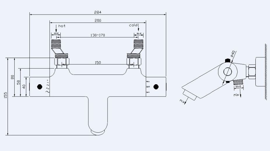 Rio thermostatische badmengkraan 15 cm | Geborsteld staal - WDtegels