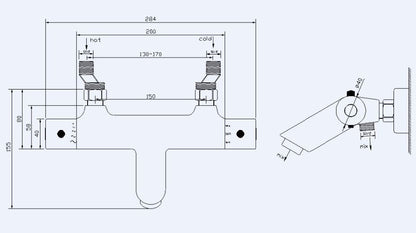 Rio thermostatische badmengkraan 15 cm | Geborsteld staal - WDtegels