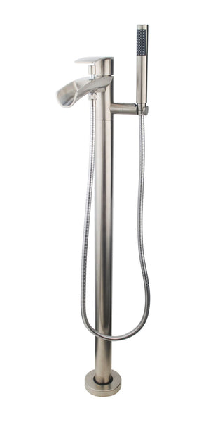 Wiesbaden Lima freestanding bath mixer waterfall completely brushed steel