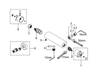 Wiesbaden Cool Touch Cross douchethermostaat chroom