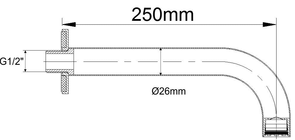 Wiesbaden inbouw-uitloop rond 25cm 1/2'' geborsteld staal - WDtegels