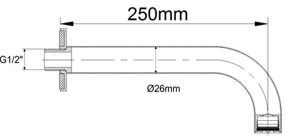 Wiesbaden inbouw-uitloop rond 25cm 1/2'' geborsteld staal - WDtegels