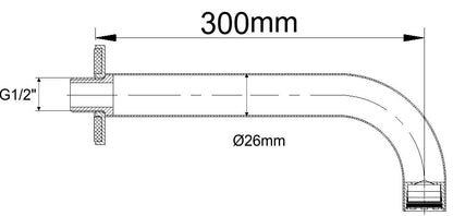 Wiesbaden inbouw-uitloop rond 30cm 1/2'' chroom - WDtegels