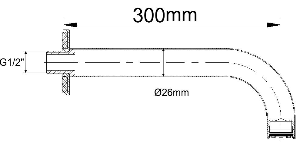 Wiesbaden inbouw-uitloop rond 30cm 1/2'' chroom - WDtegels