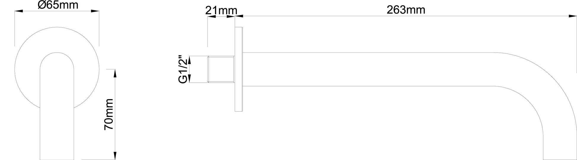 Wiesbaden inbouw-uitloop rond 25cm 1/2'' | Geborsteld staal - WDtegels