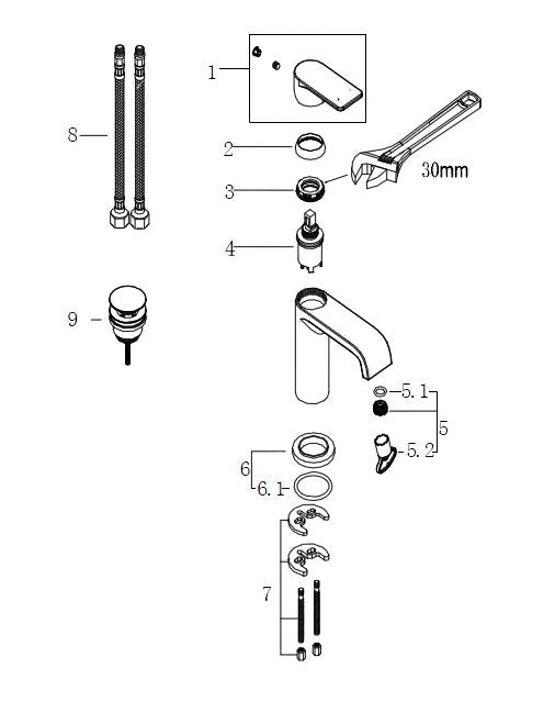 Wiesbaden Lima wastafelmengkraan + clickwaste chroom