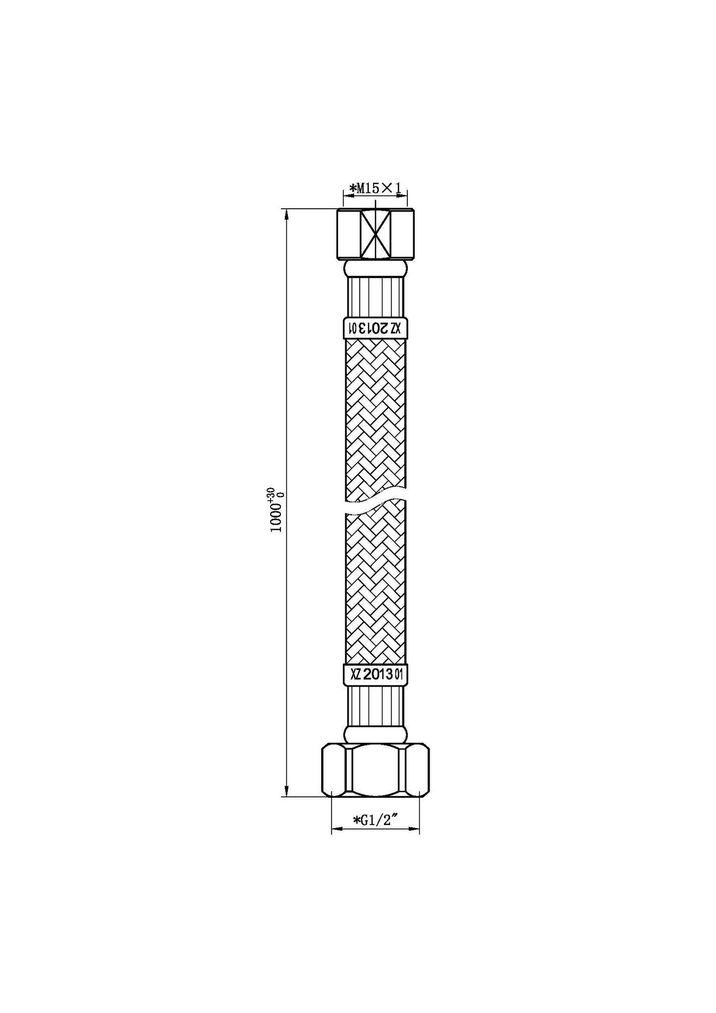 Caral flexibele slang M15 x 1/2'' voor badrand handdoucheset - WDtegels