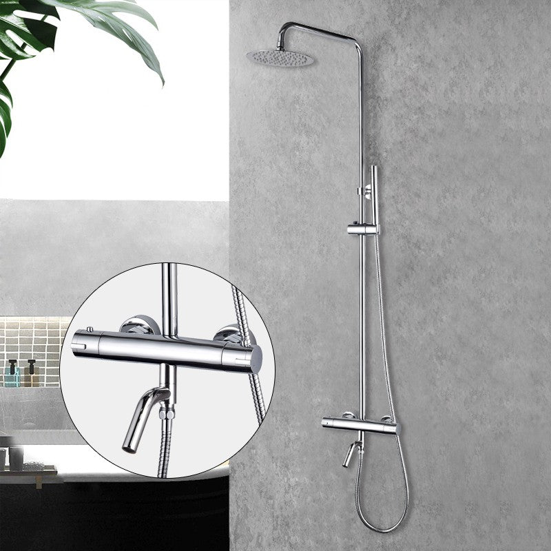 Caralda Eco thermostatische badmengkraan met regendoucheset opbouw chroom - WDtegels