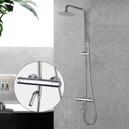 Caralda Eco thermostatische badmengkraan met regendoucheset opbouw chroom - WDtegels