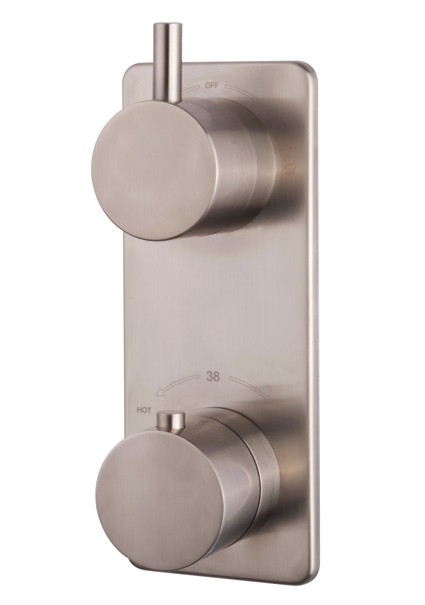 Rivaro inbouwthermostaat 2 weg geborsteld staal PVD - WDtegels