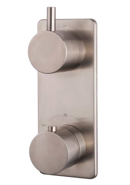 Rivaro inbouwthermostaat 2 weg geborsteld staal PVD