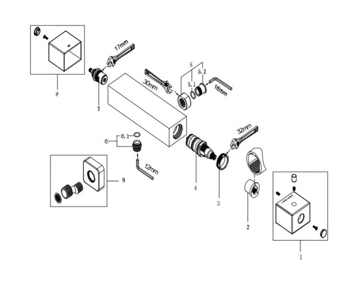 Rombo thermostatische douchemengkraan 15 cm chroom 8718053679563