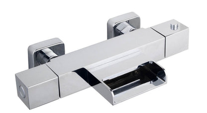 Wiesbaden Rombo thermostatische badmengkraan waterval chroom - WDtegels