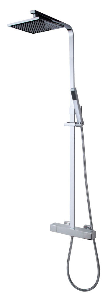 Wiesbaden Rombo douche-opbouwset + thermostaatkraan chroom - WDtegels
