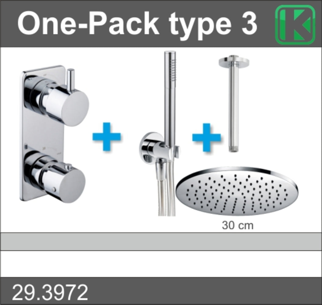 Wiesbaden one-pack inbouwthermostaatset type 3 CHR (30cm) - WDtegels