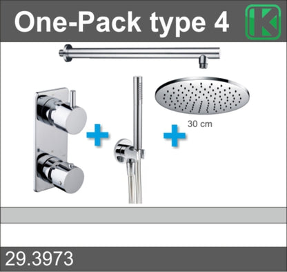 Wiesbaden one-pack inbouwthermostaatset type 4 CHR (30cm) - WDtegels