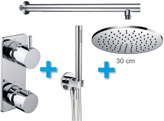 Wiesbaden one-pack inbouwthermostaatset type 4 CHR (30cm) - WDtegels