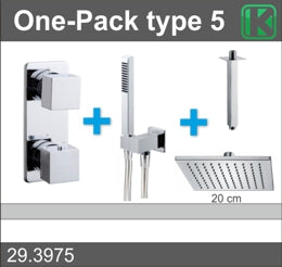 Wiesbaden one-pack inbouwthermostaatset type 5 CHR (20cm) - WDtegels