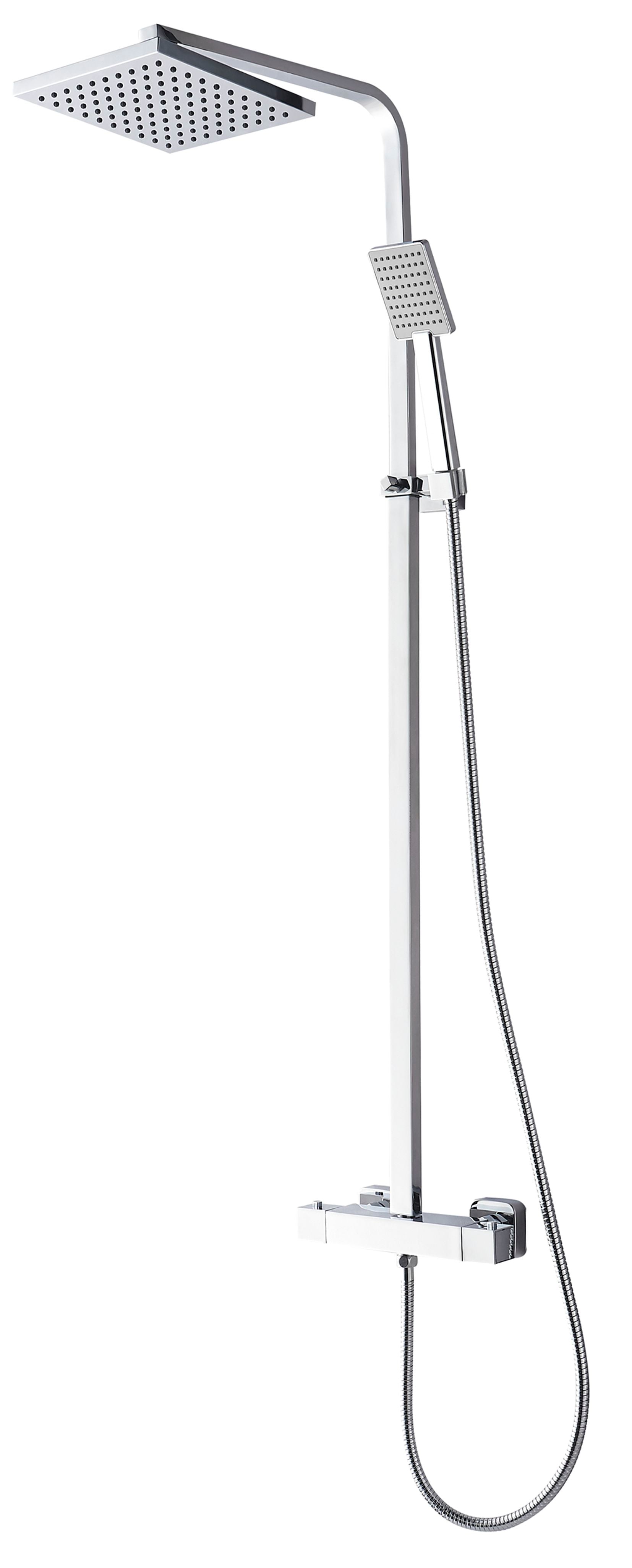 Wiesbaden Rombo-Eco douche-opbouwset + thermostaat kraan chroom - WDtegels