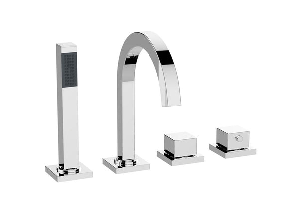 Wiesbaden Rombo 4-hole bath rim thermostat chrome finishing set