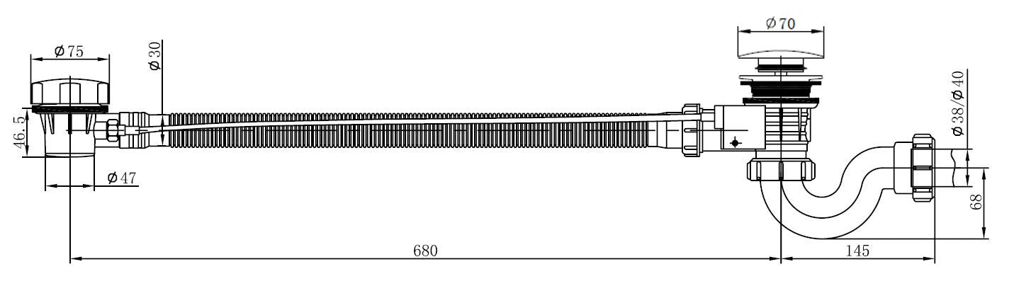 Cure badplugoverloop met waste chroom 8718053679778