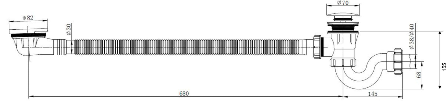 Wiesbaden luxury bath plug-overflow combination + click-waste chrome