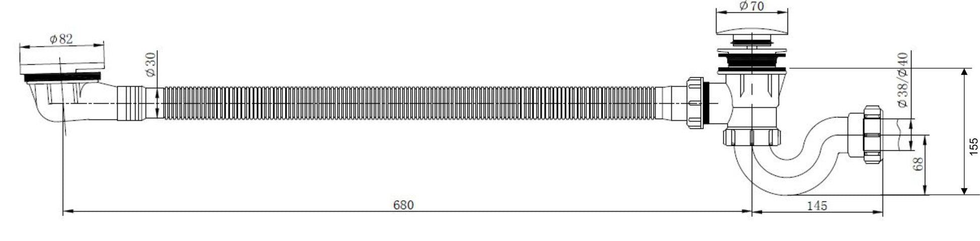 Cure badplugoverloop met click waste chroom 8718053679785