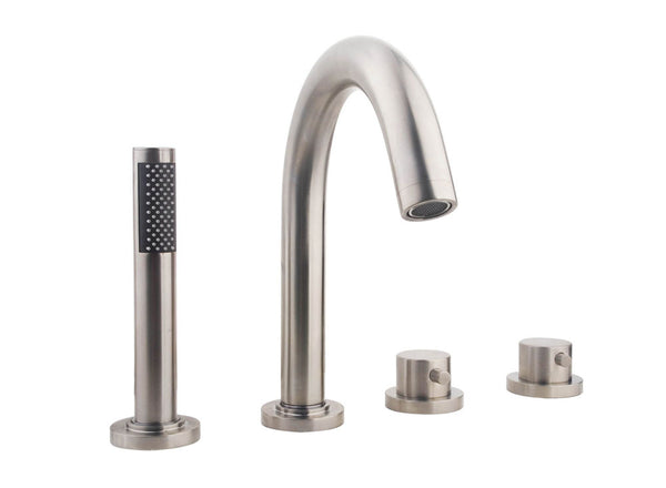 Wiesbaden Caral 4-hole bath rim thermostat brushed steel finishing set