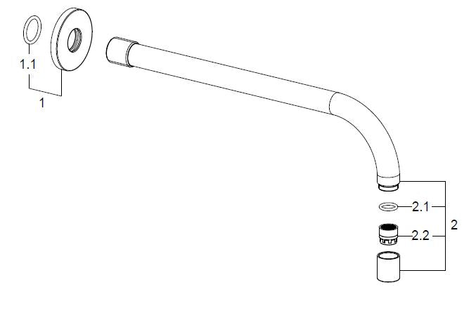 Wiesbaden SLIM 18mm uitloop rond 25cm 1/2" chroom - WDtegels