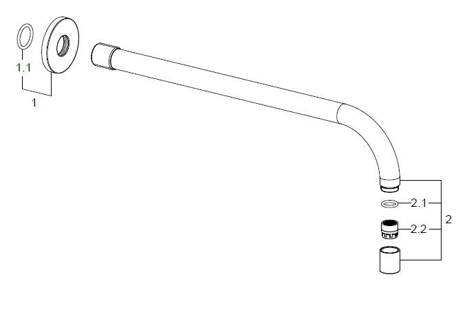 Wiesbaden SLIM 18mm uitloop rond 30cm 1/2'' chroom - WDtegels